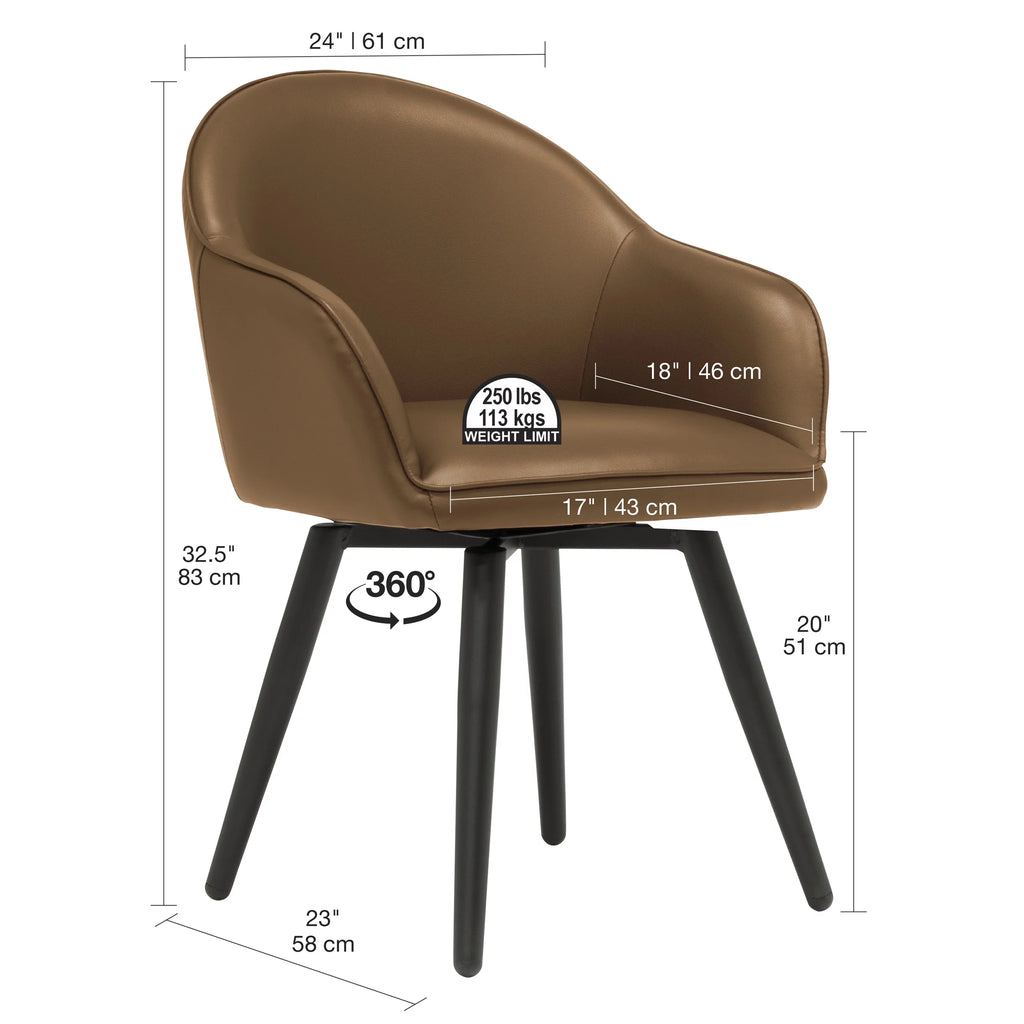 Caramel Brown Swivel Dining Office Chair with Arms V661