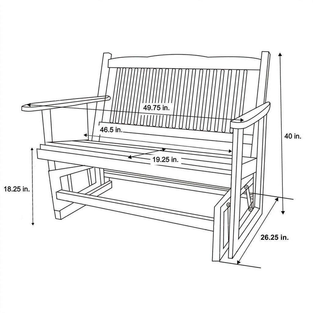 Black Hardwood Outdoor Glider Loveseat W916