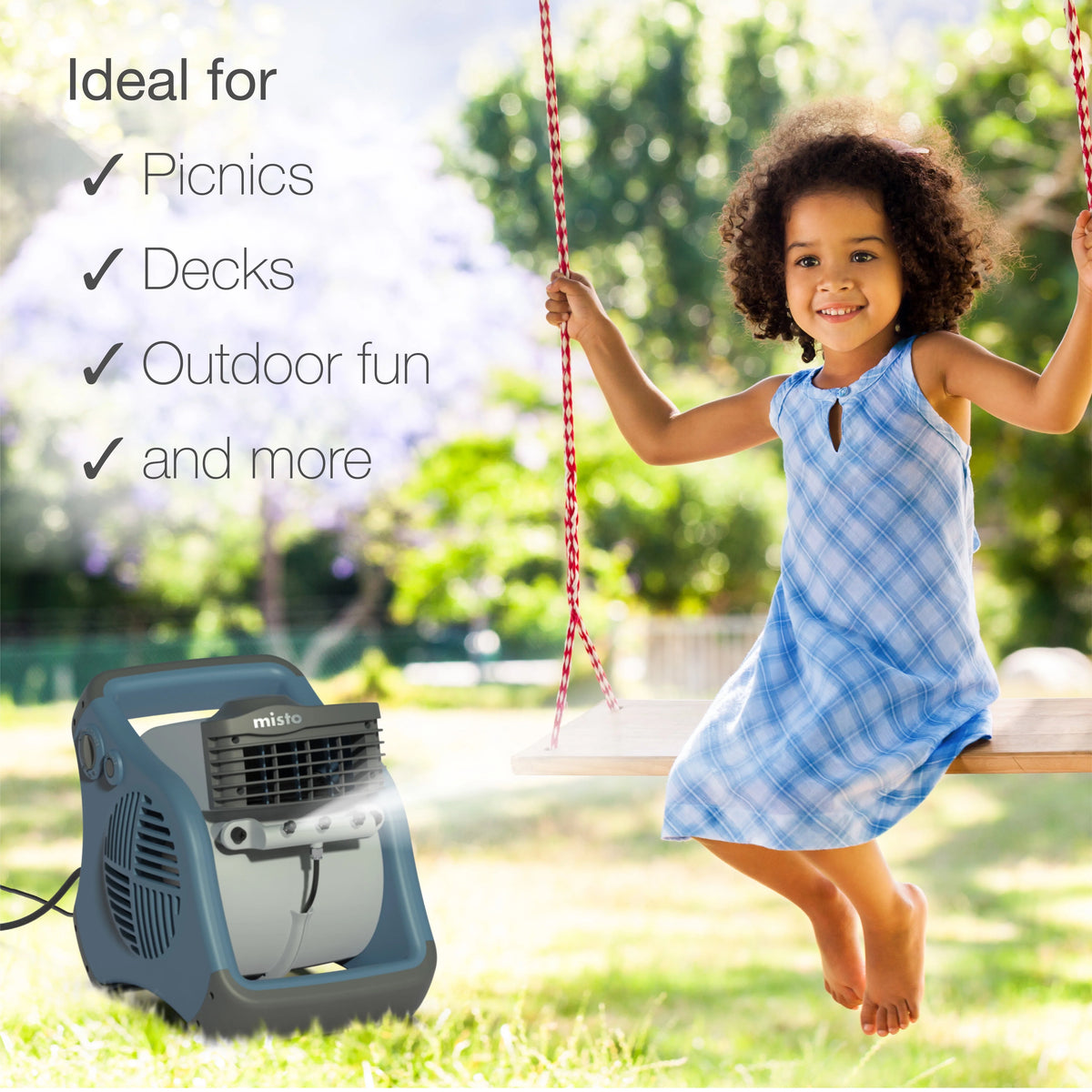 15 Pivoting Outdoor Misting Fan with 3 Speeds, Black X2366