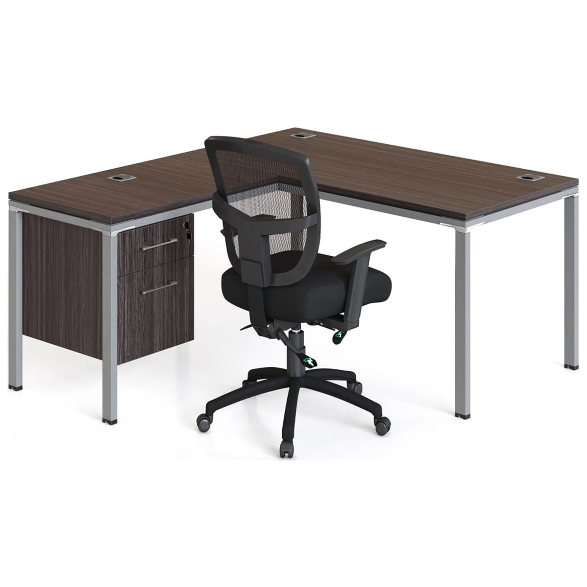 L-Desk with Return & Pedestal N107