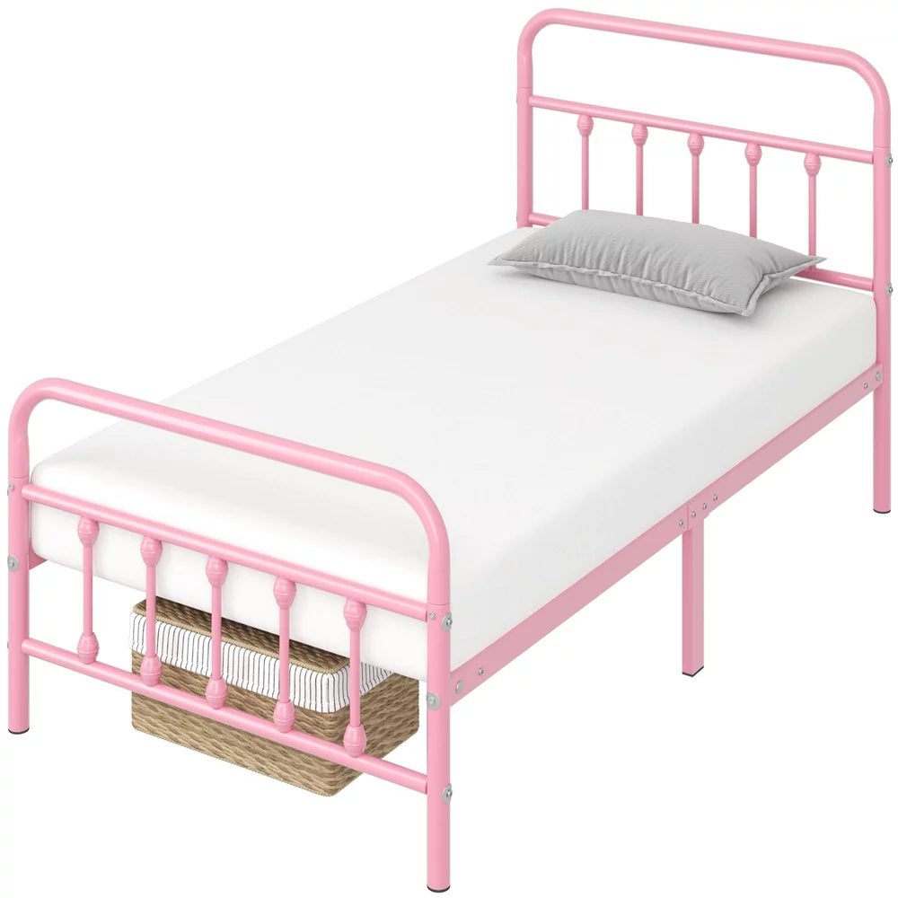 Queen Metal Bed Frame with Headboard & Footboard, White I52873