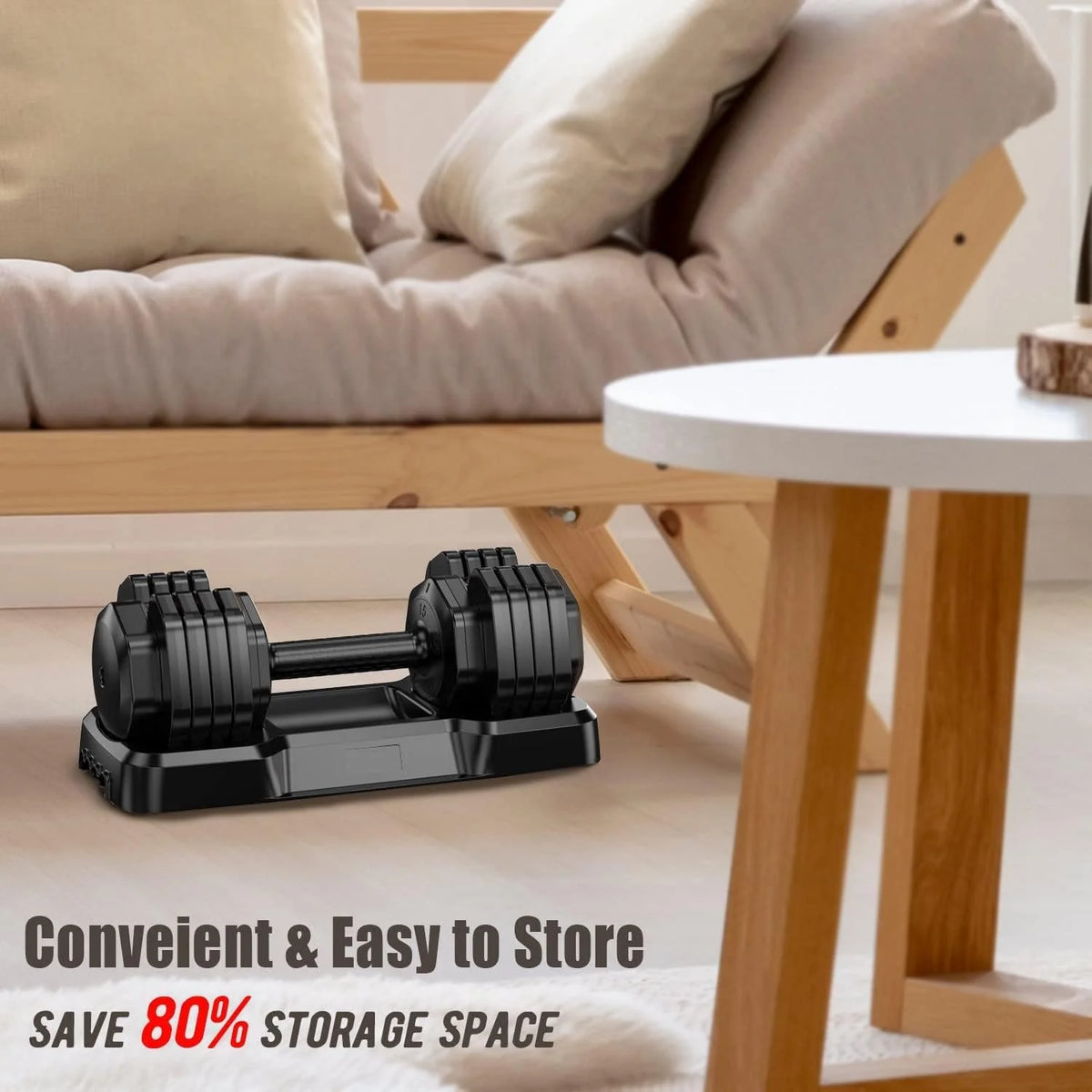 Adjustable 55lb Dumbbell with Metal Handle and Tray C8736