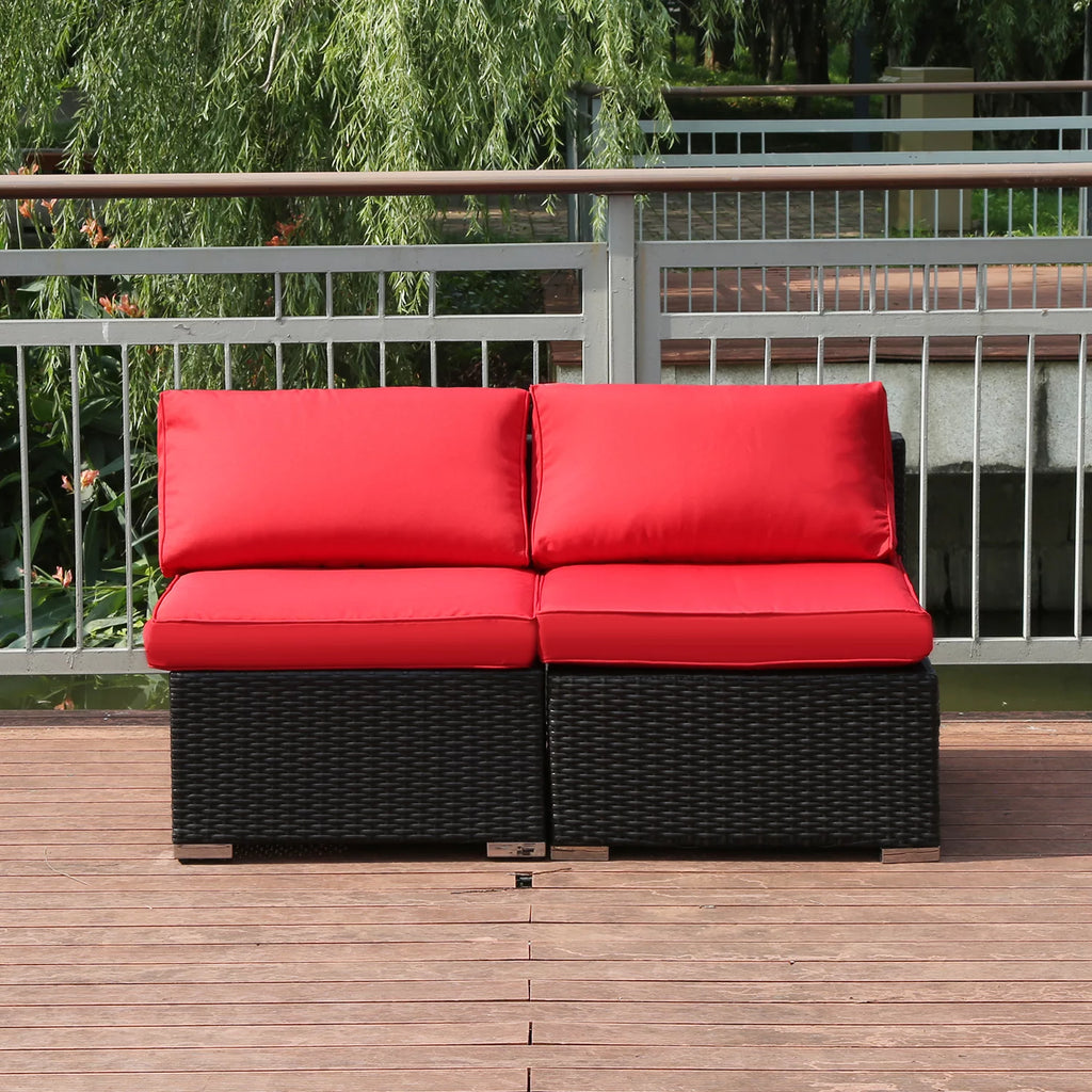 2 Pcs PE Rattan Wicker Patio Sofa Set B684587