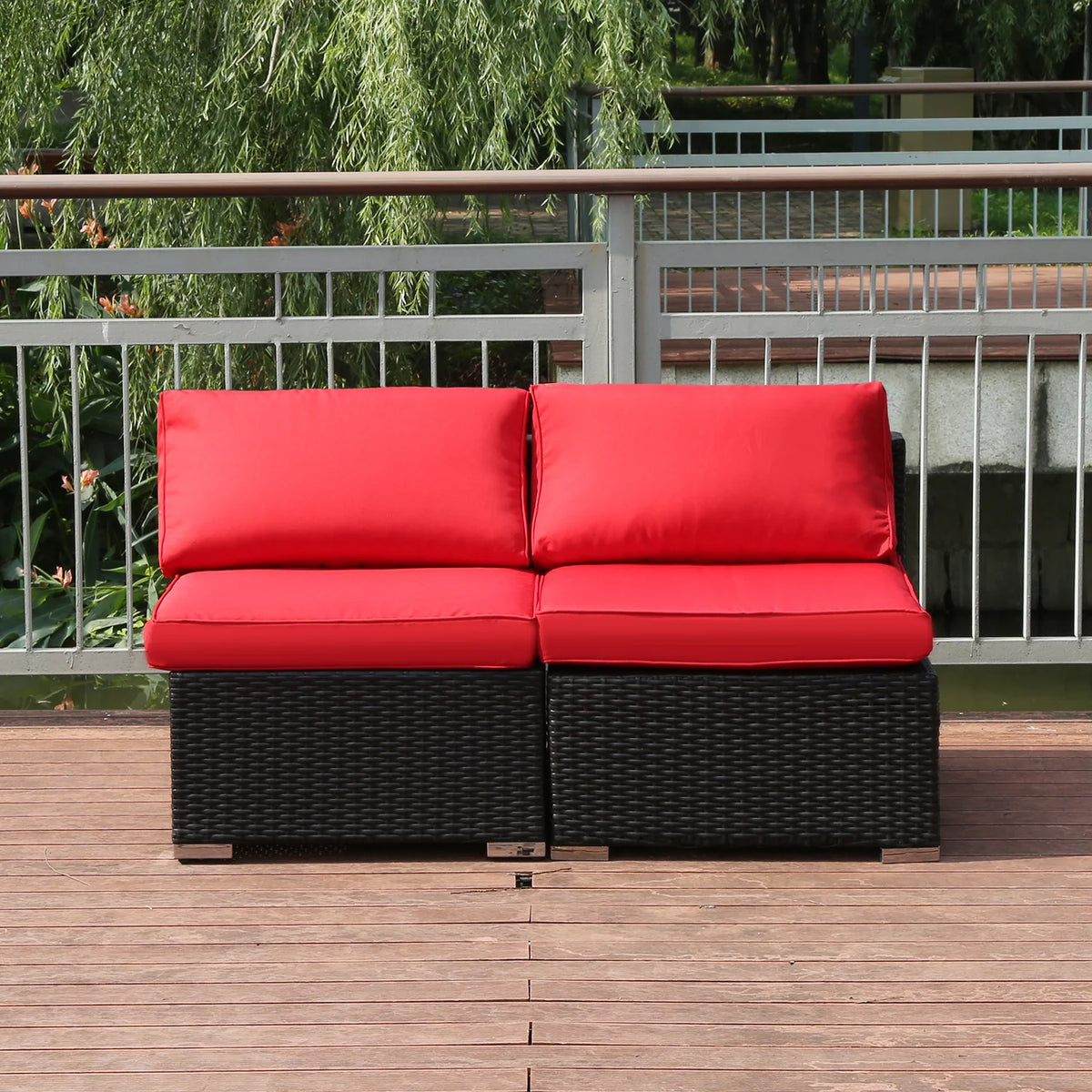 2 Pcs PE Rattan Wicker Patio Sofa Set B684587