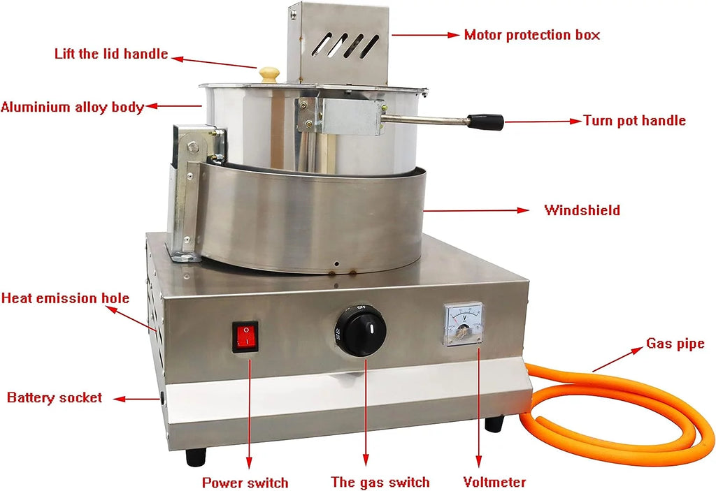 Commercial Stainless Steel Automatic Stirring Popcorn Maker 25W 17oz V152