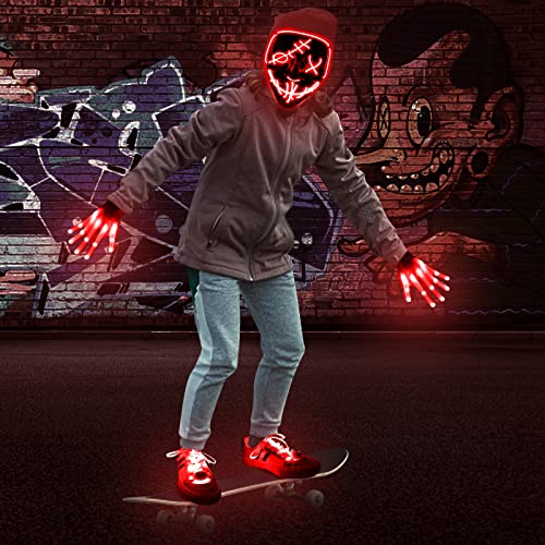 Halloween LED Mask Light Up Gloves and Glow Shoelaces D4295
