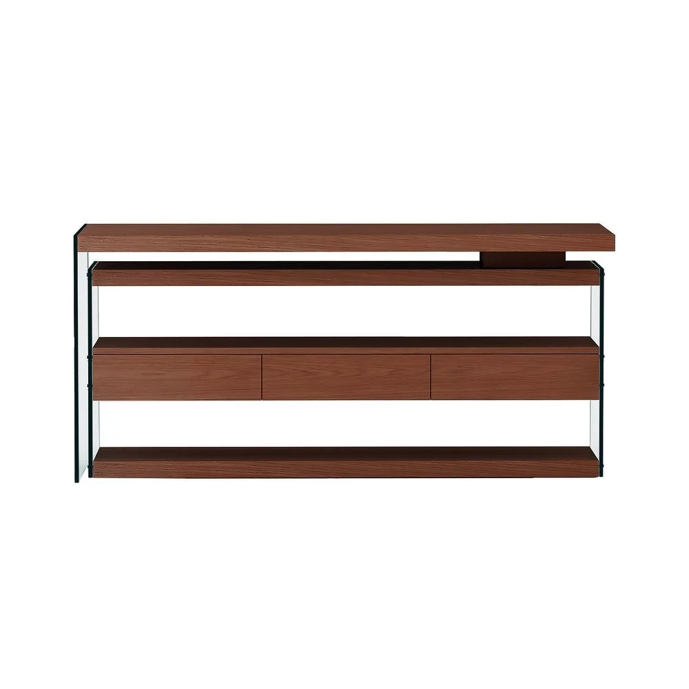 Rotatable Wooden Desk with 3 Drawers and 3 Shelves F7622