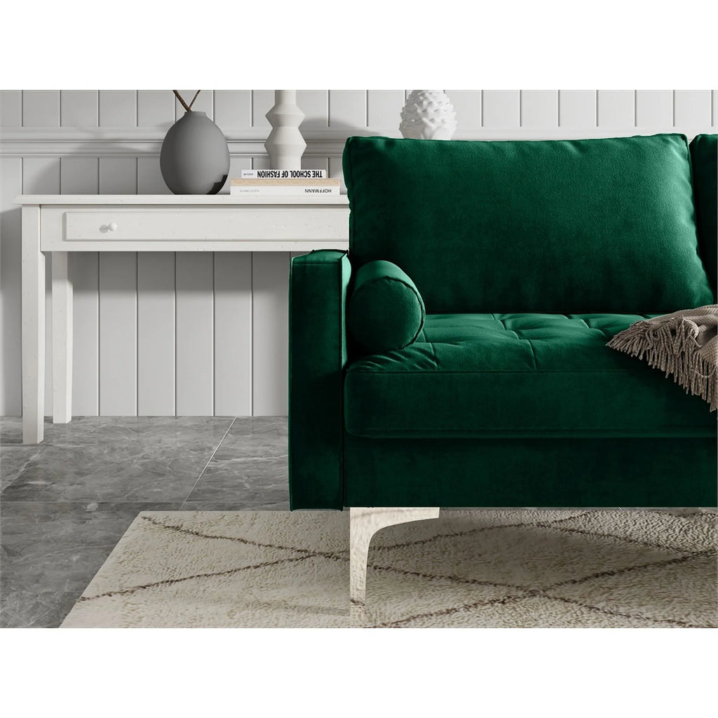 Green Velvet Upholstered Loveseat V49646