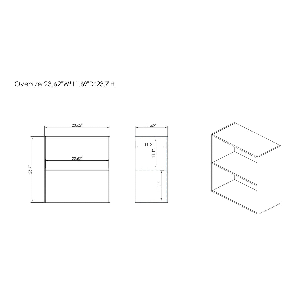 White 2-Tier Wood Bookcase K80727