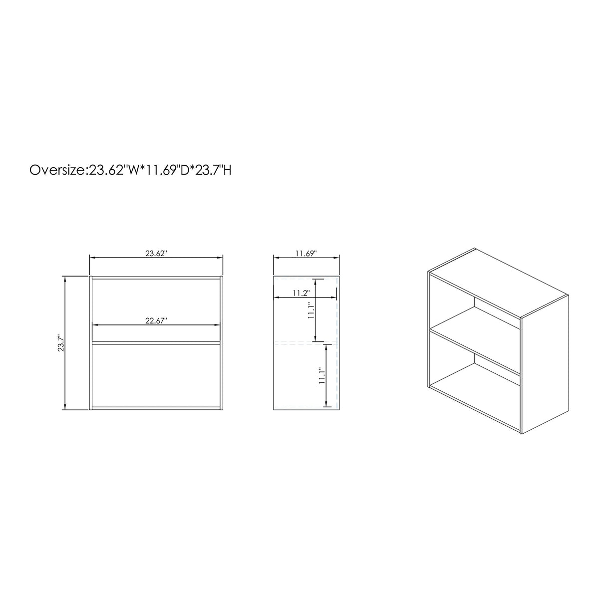 White 2-Tier Wood Bookcase K80727
