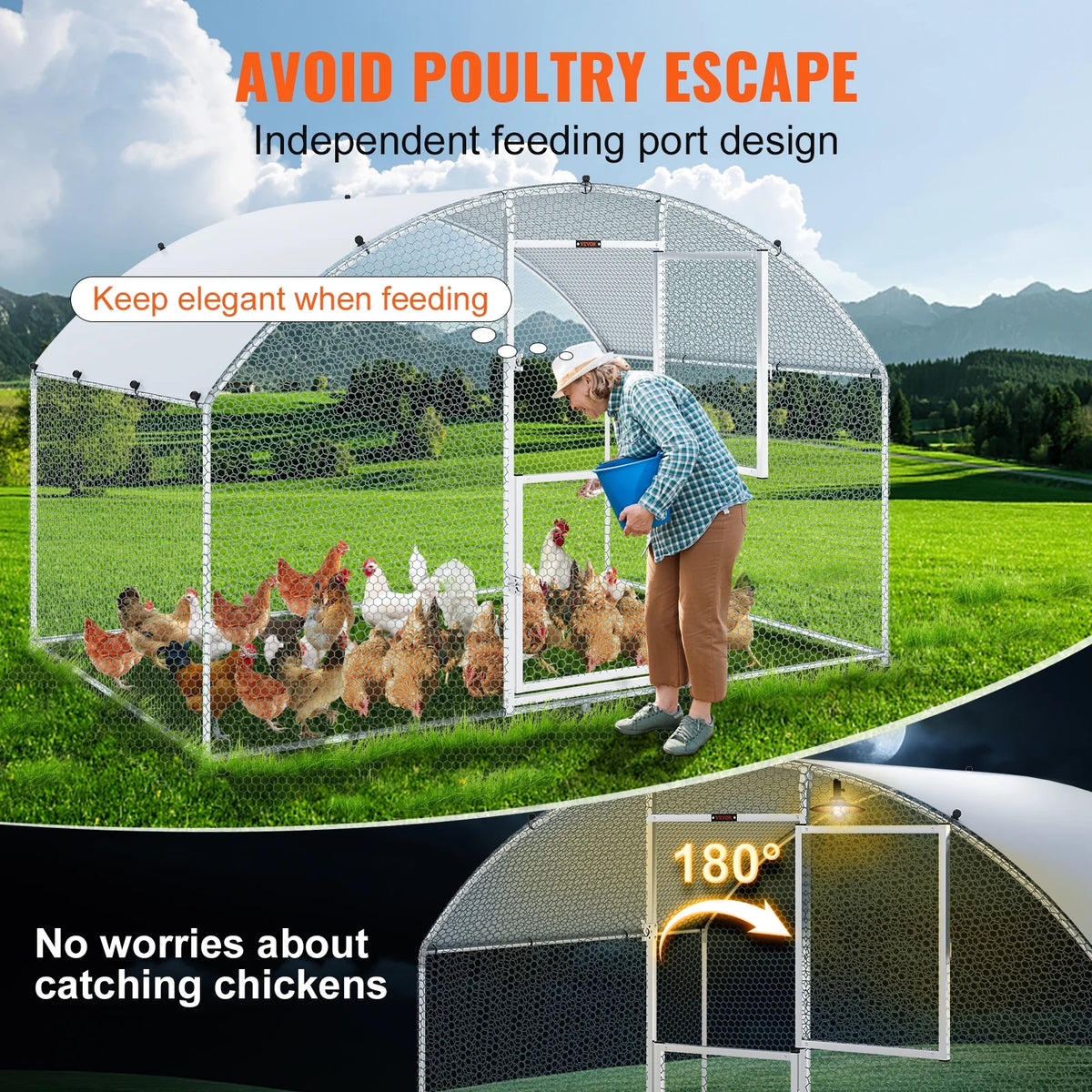 Large Metal Chicken Coop 6.6x9.8x6.6 ft X5278