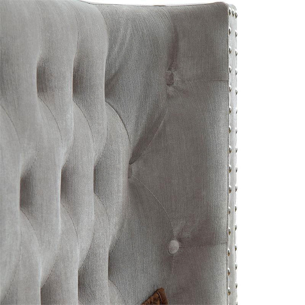 Gray Fabric Wingback California King Bed T7303