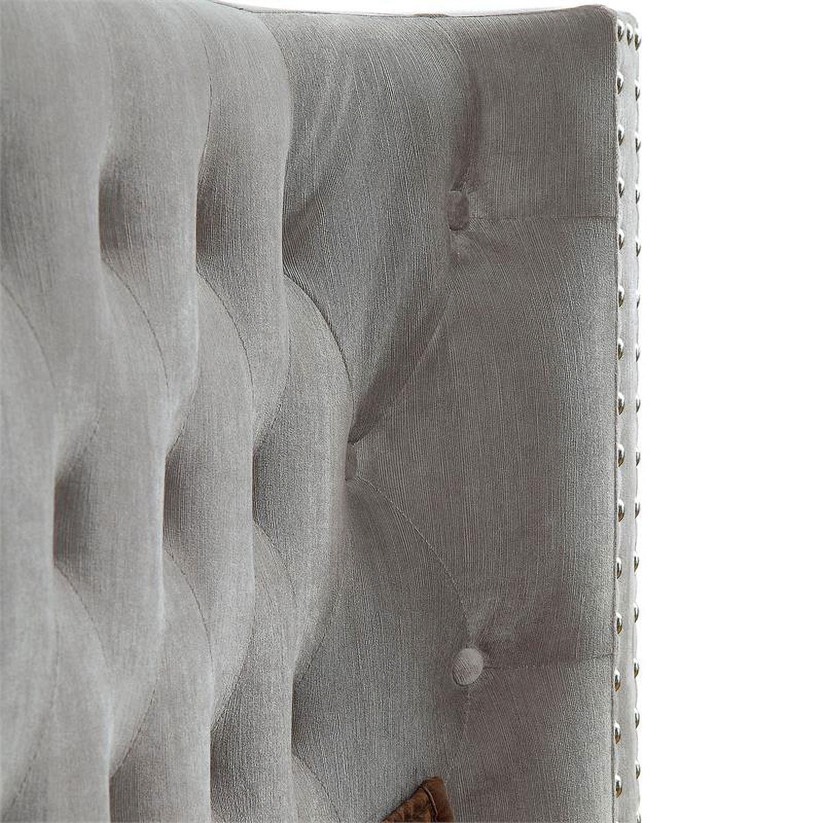 Gray Fabric Wingback California King Bed T7303