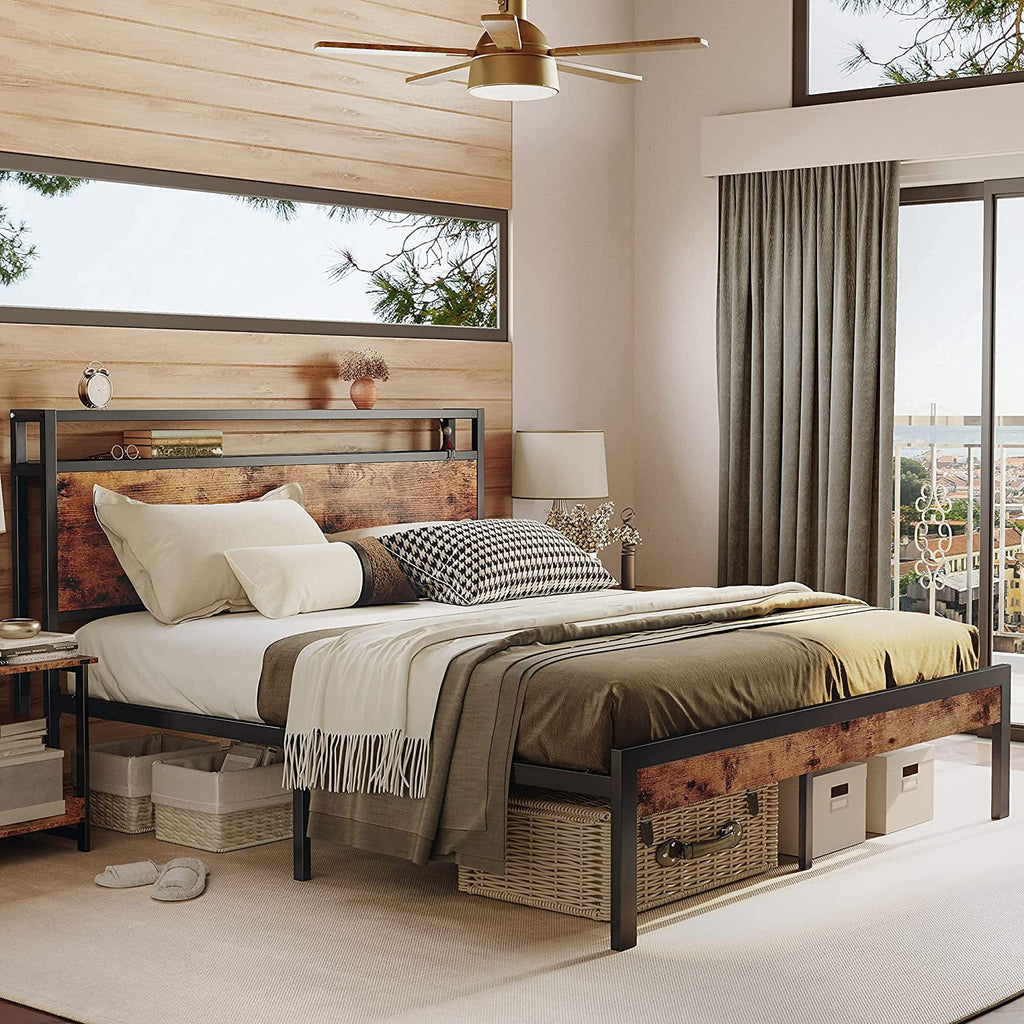 Queen Bed Frame with Industrial Headboard T535