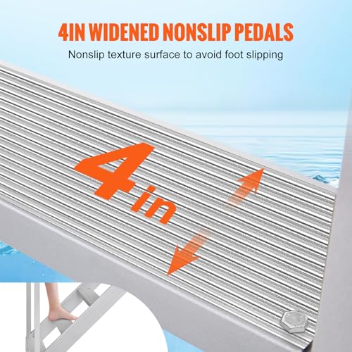 4 Steps 500lbs Adjustable Aluminum Dock Stairs with Handrails L116579