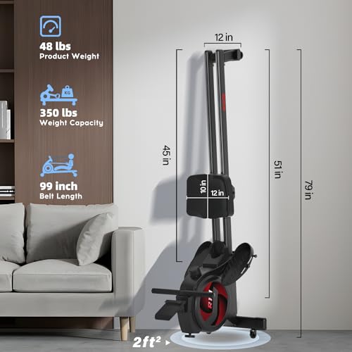 Rowing Machine with 350lb Weight Capacity and LCD Monitor W9635