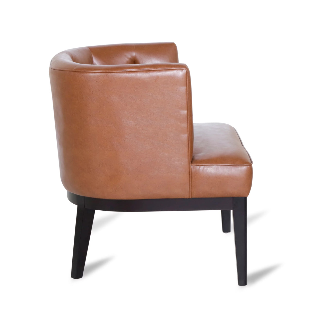 Cognac Brown and Dark Brown Faux Leather Tufted Club Chair D739