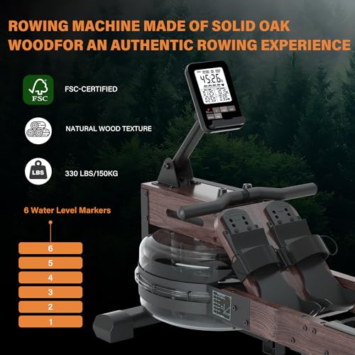 Rowing Machine with 350lb Weight Capacity and LCD Monitor W9635