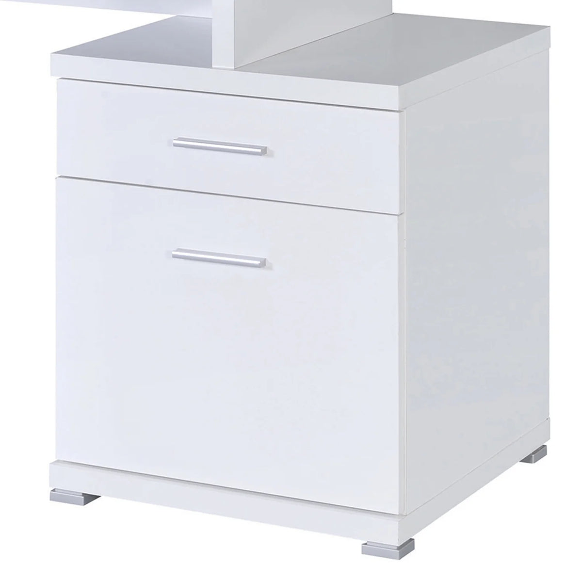White Wooden Desk with Cabinet Q721184