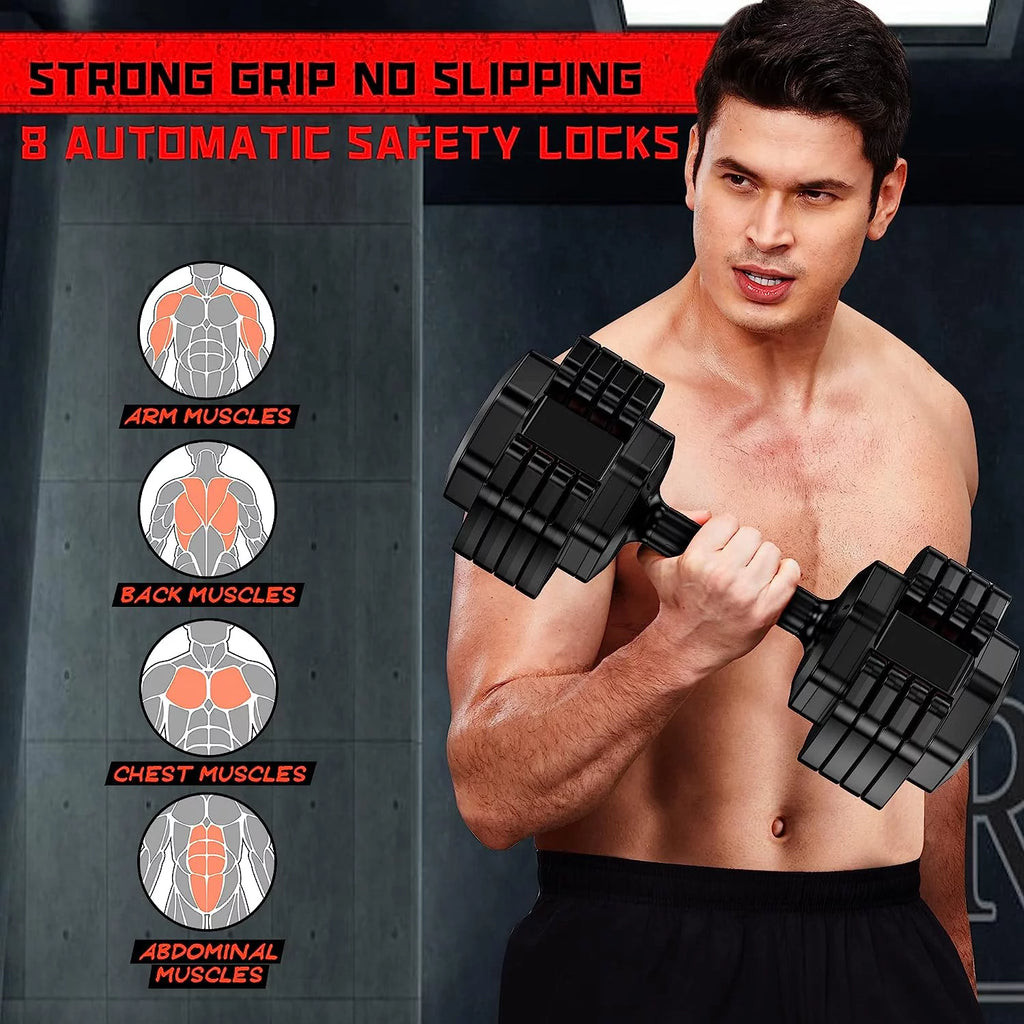 Adjustable 55lb Dumbbell with Metal Handle and Tray C8736