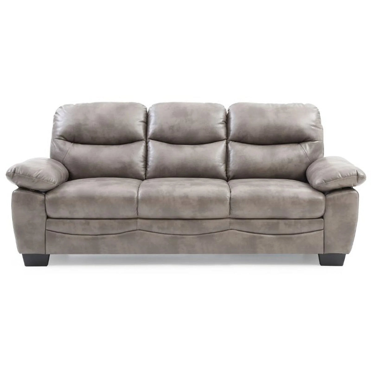 Gray Faux Leather Sofa V6841