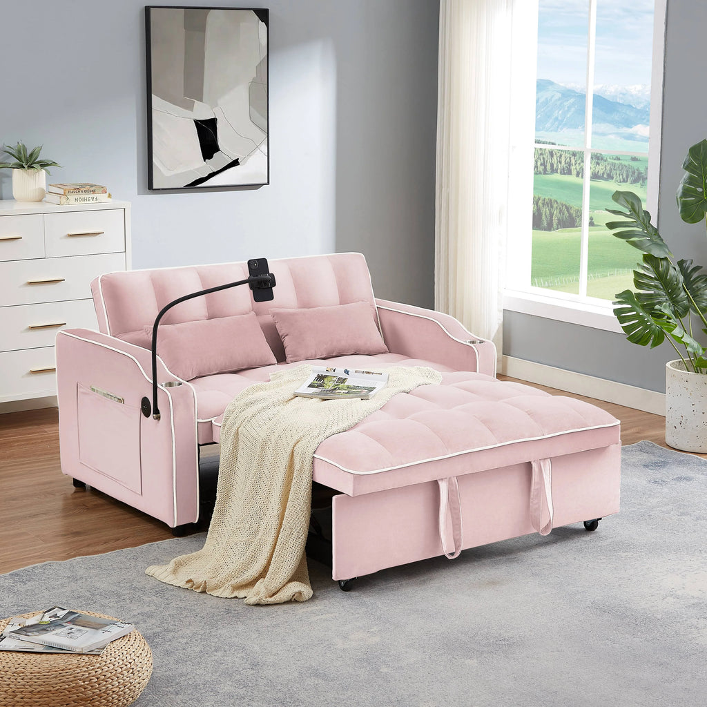 Pink Convertible Sleeper Sofa Chair Bed E34771