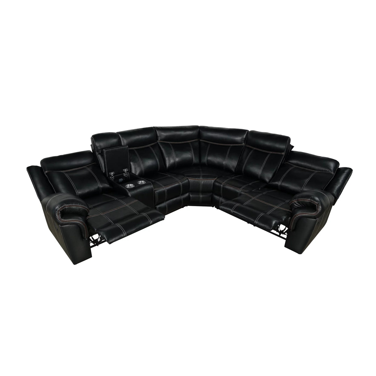 Black Manual Recliner with Cup Holder and Storage I82228