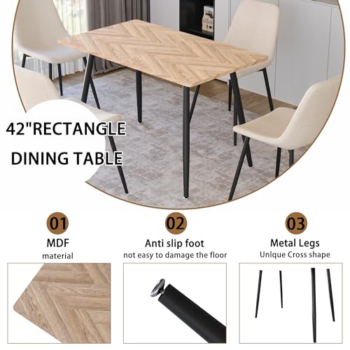 Dining Table and Chairs Set with 4 Fabric Chairs V532312