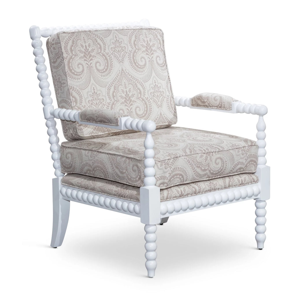 Spindle Chair White/Taupe Paisley N450969