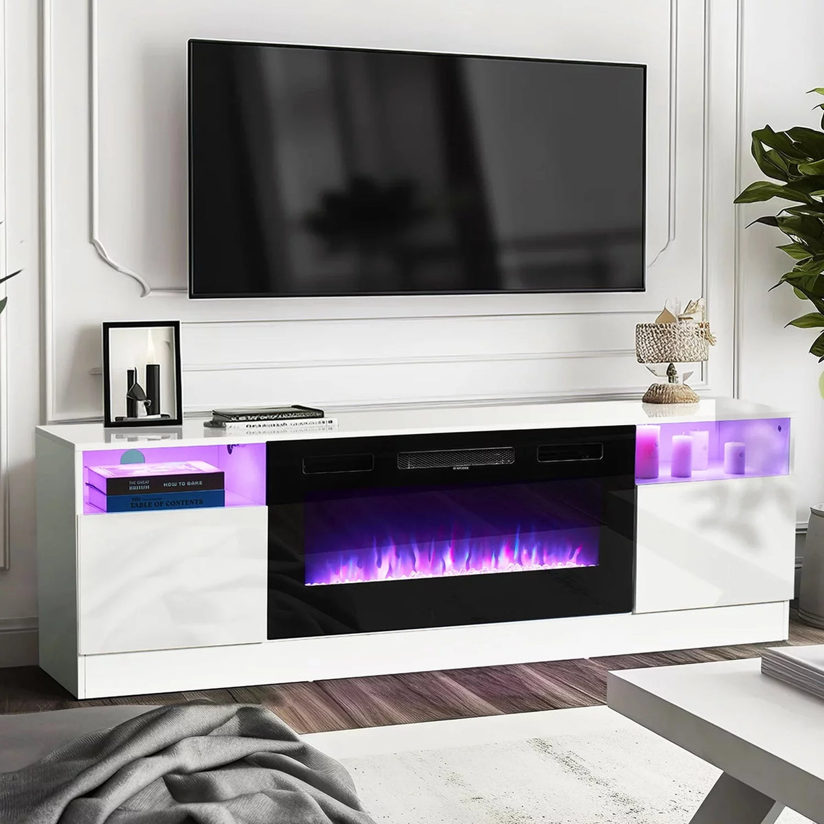 Black Fireplace TV Stand with 36'' Electric Fireplace L660