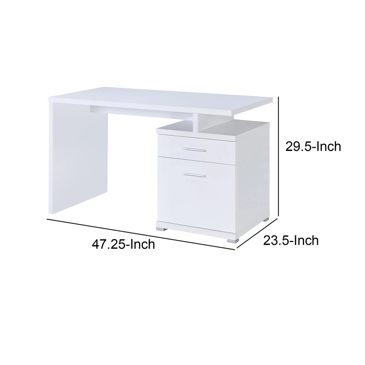 White Wooden Desk with Cabinet Q721184
