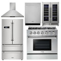 36 Propane Gas Range, Range Hood, Refrigerator, Dishwasher & Wine Cooler W11108