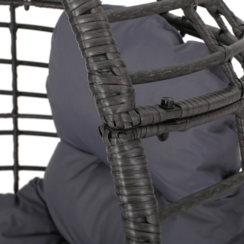 Outdoor Wicker Teardrop Chair in Gray and Dark Gray B581573