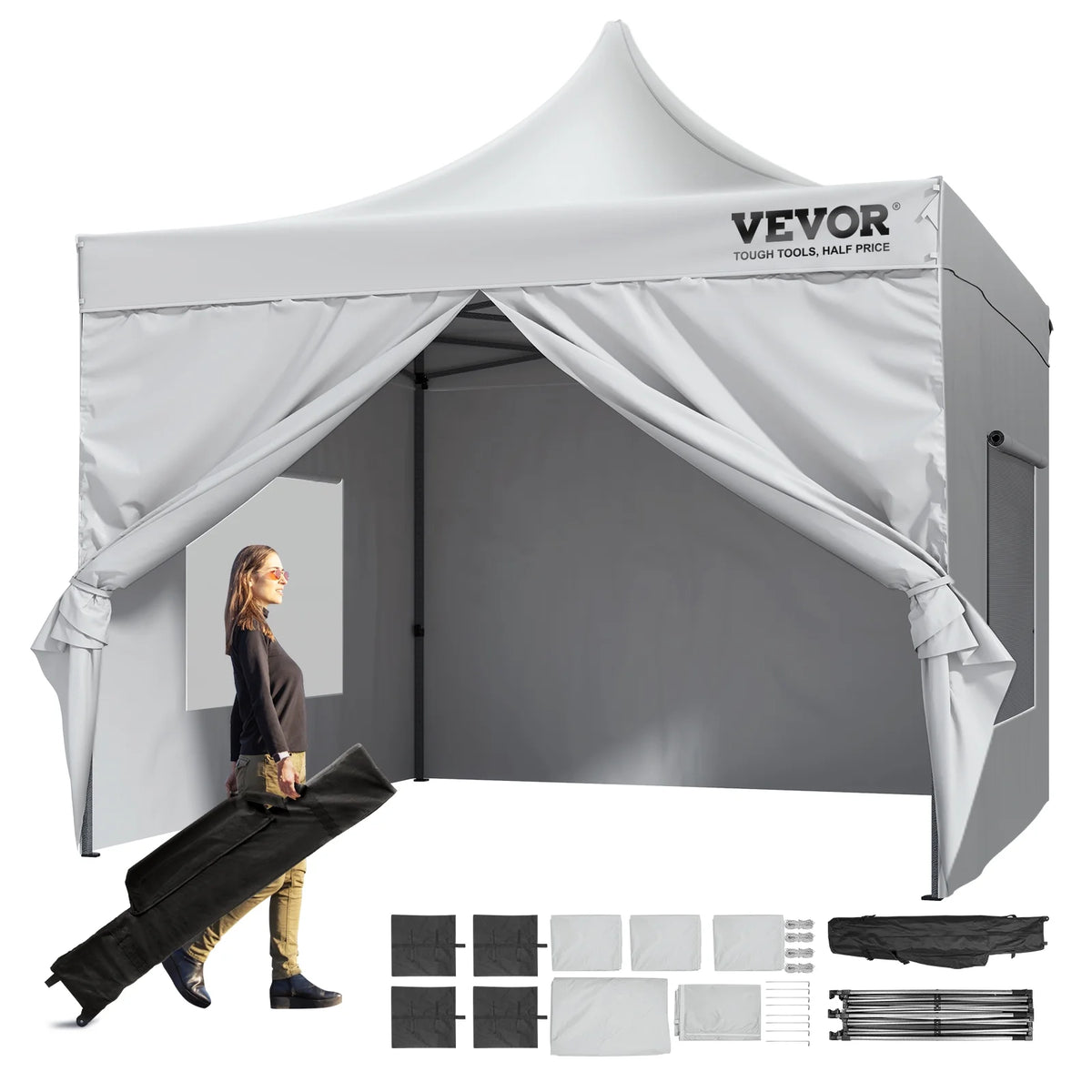 10x10 FT Pop up Canopy Tent with Removable Sidewalls T58213