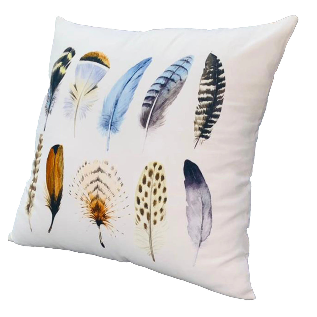 White Multicolor Cotton Throw Pillow L276
