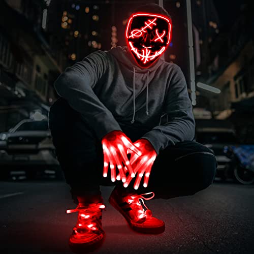 Halloween LED Mask Light Up Gloves and Glow Shoelaces D4295