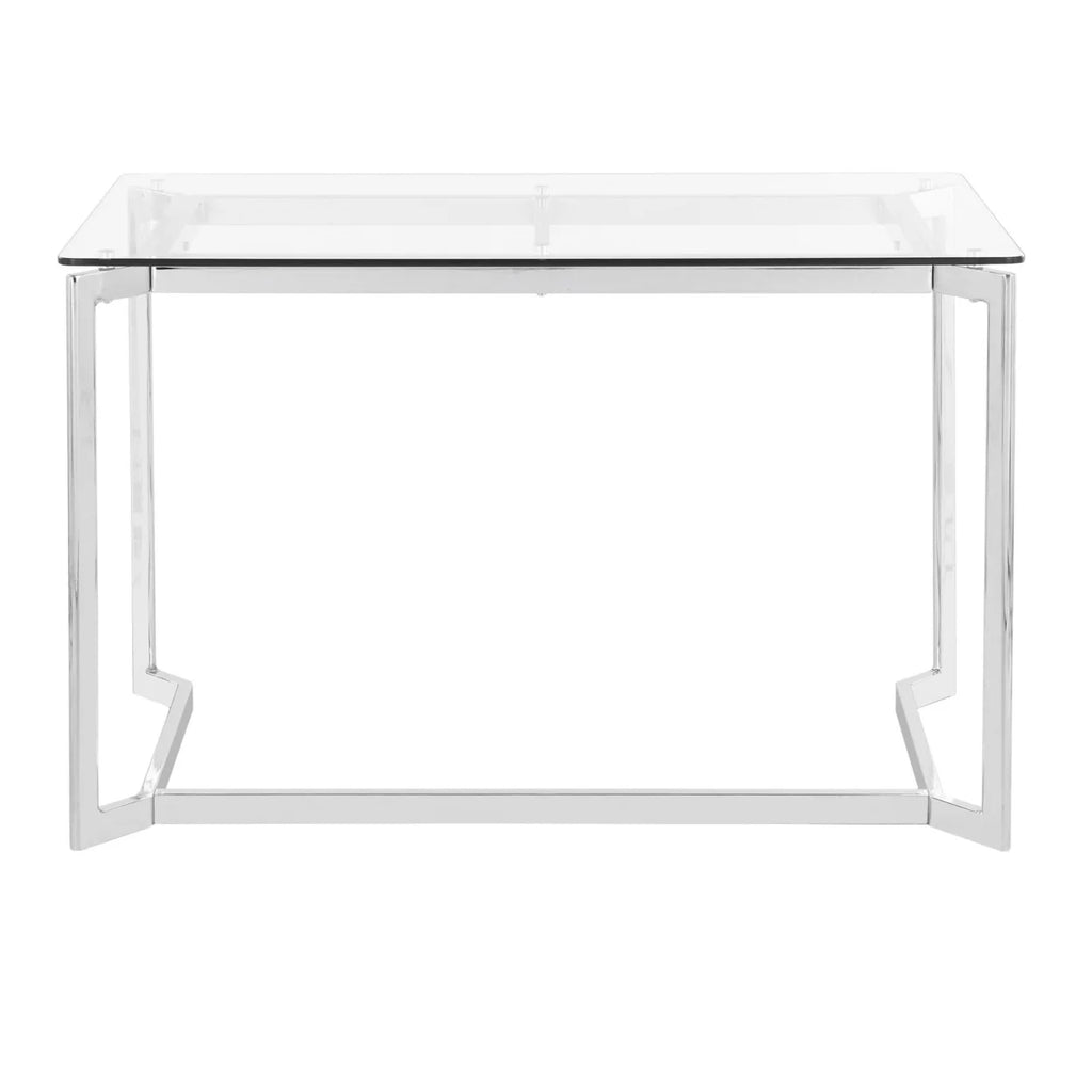 Modern Mirrored Chrome Clear Glass Office Desk X920