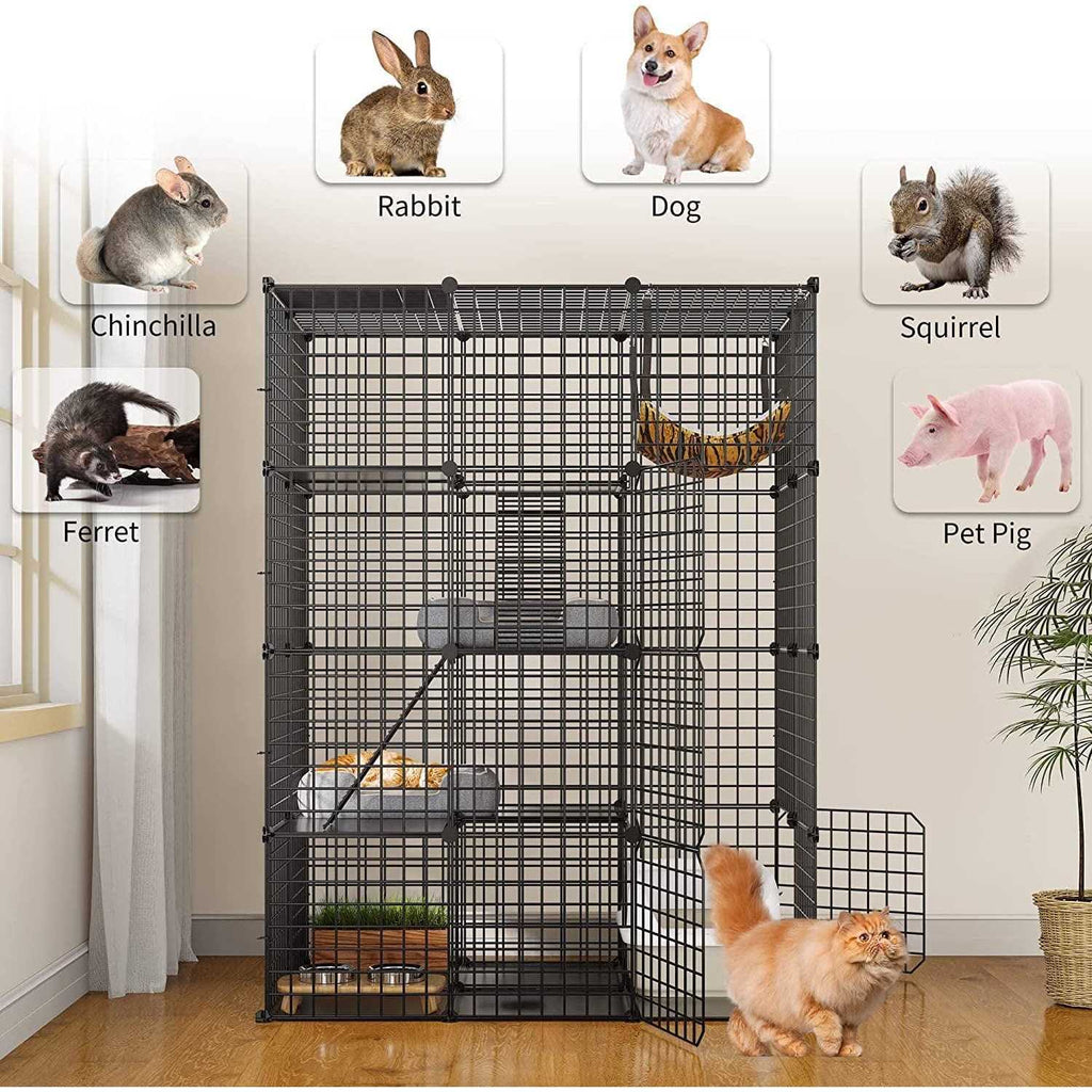 4-Tier Cat Cage Cat Hammock Metal Wire Cat Kennel Cat Playpen T973