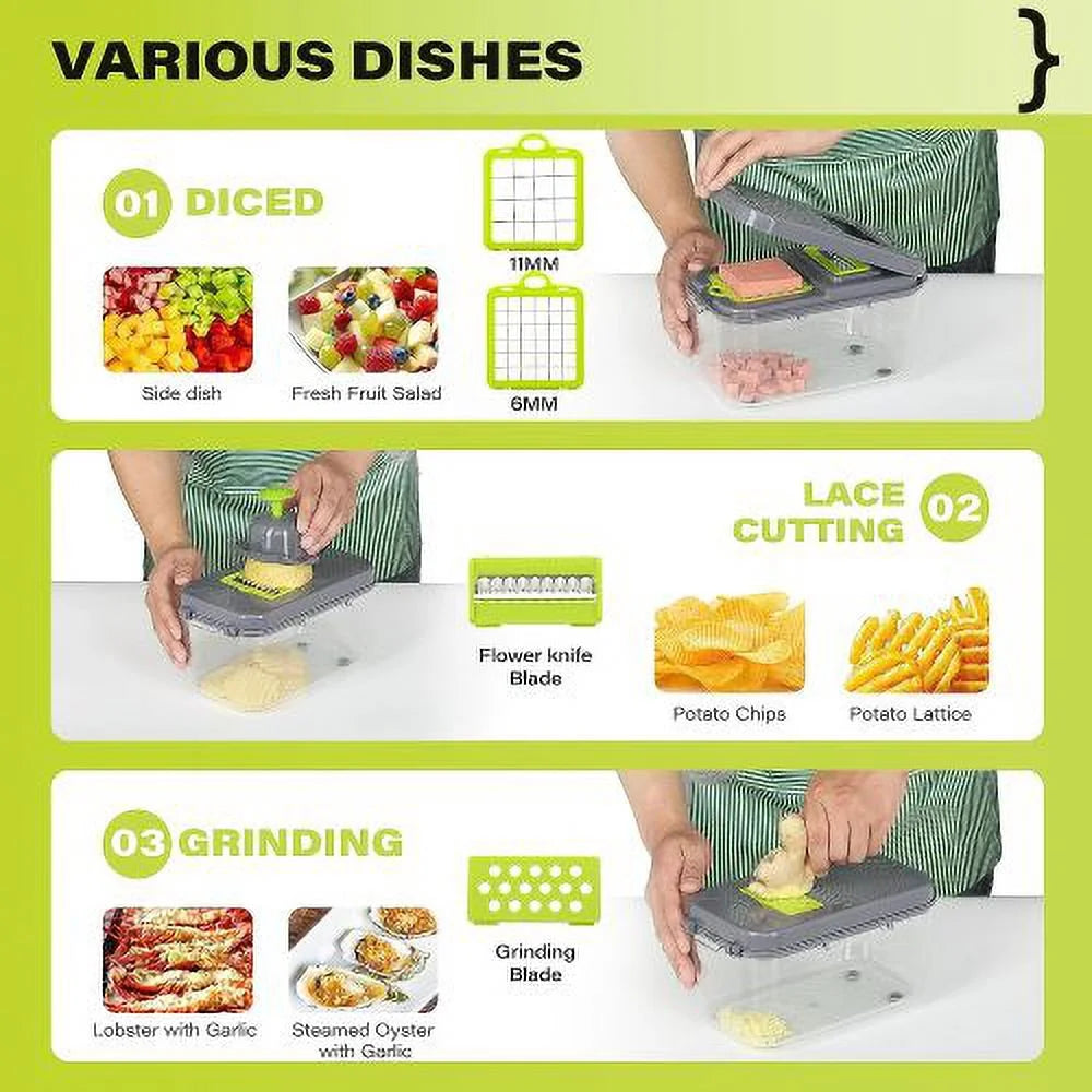 Vegetable Chopper with Container 22-in-1 13 Blades W739268