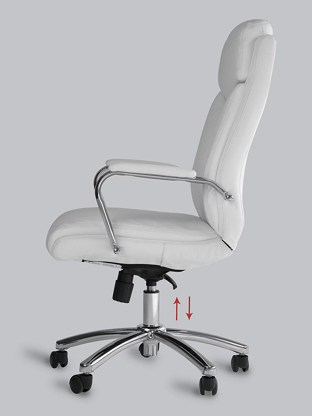 White Leather Executive Rolling Swivel Chair T6262