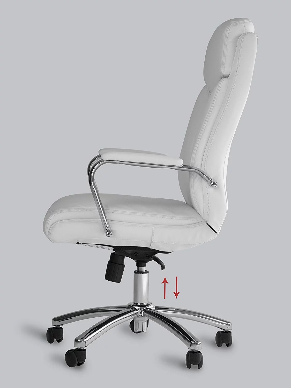 White Leather Executive Rolling Swivel Chair T6262