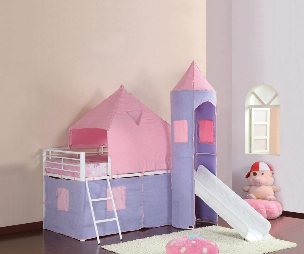 Pink and Purple Twin Tent Loft Bed N16075
