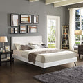 King Vinyl Platform Bed with Round Splayed Legs in White M484605
