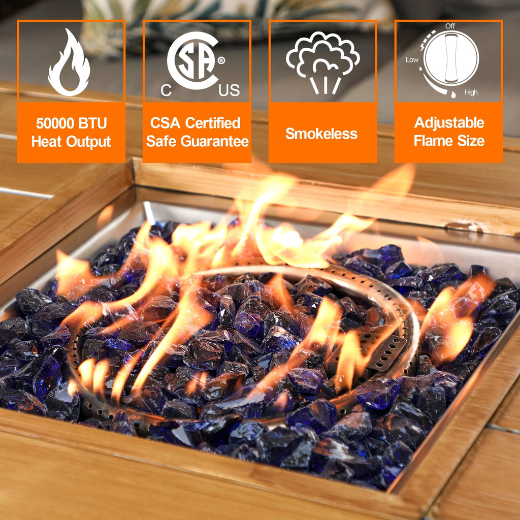 46" Outdoor Rectangular Gas Fire Pit Table S604
