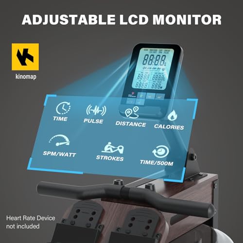 Rowing Machine with 350lb Weight Capacity and LCD Monitor W9635
