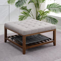 Light Grey Upholstered Wooden Legs Ottoman K393742