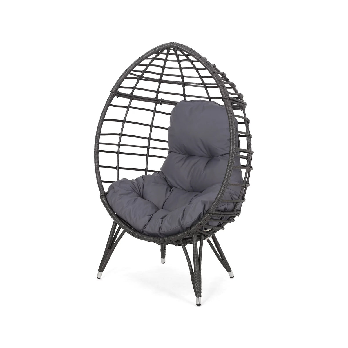 Outdoor Wicker Teardrop Chair in Gray and Dark Gray B581573
