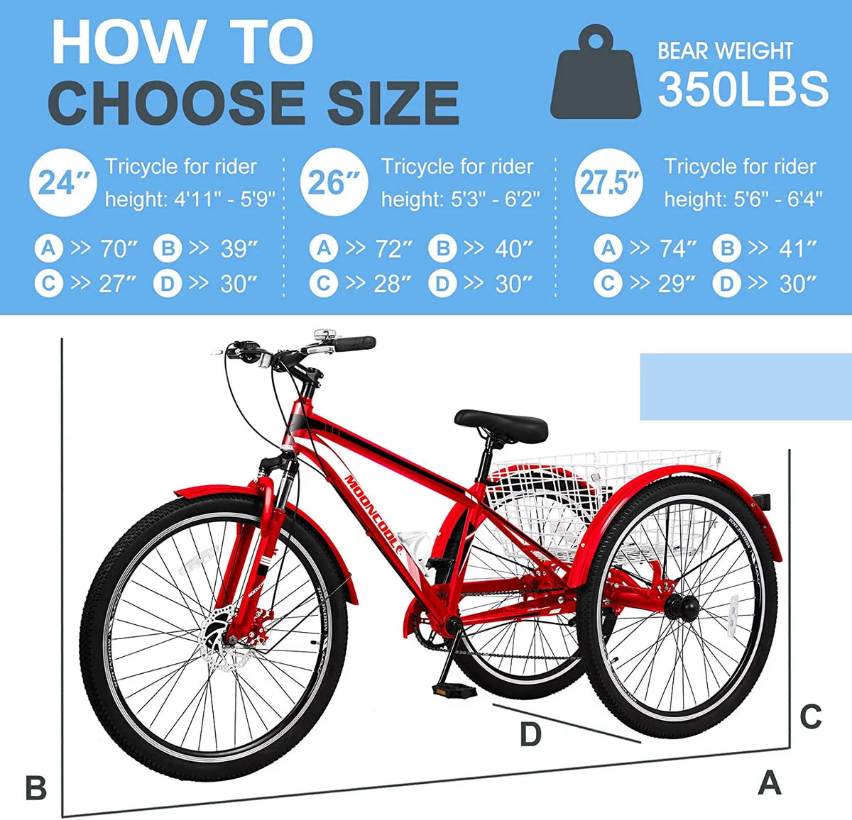 7 Speed Adult Mountain Tricycle with Shopping Basket Z106