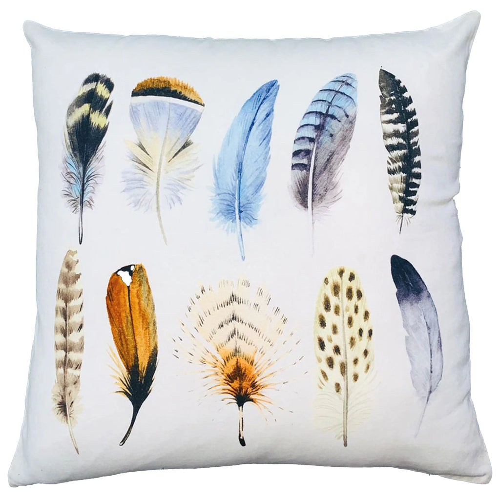 White Multicolor Cotton Throw Pillow L276
