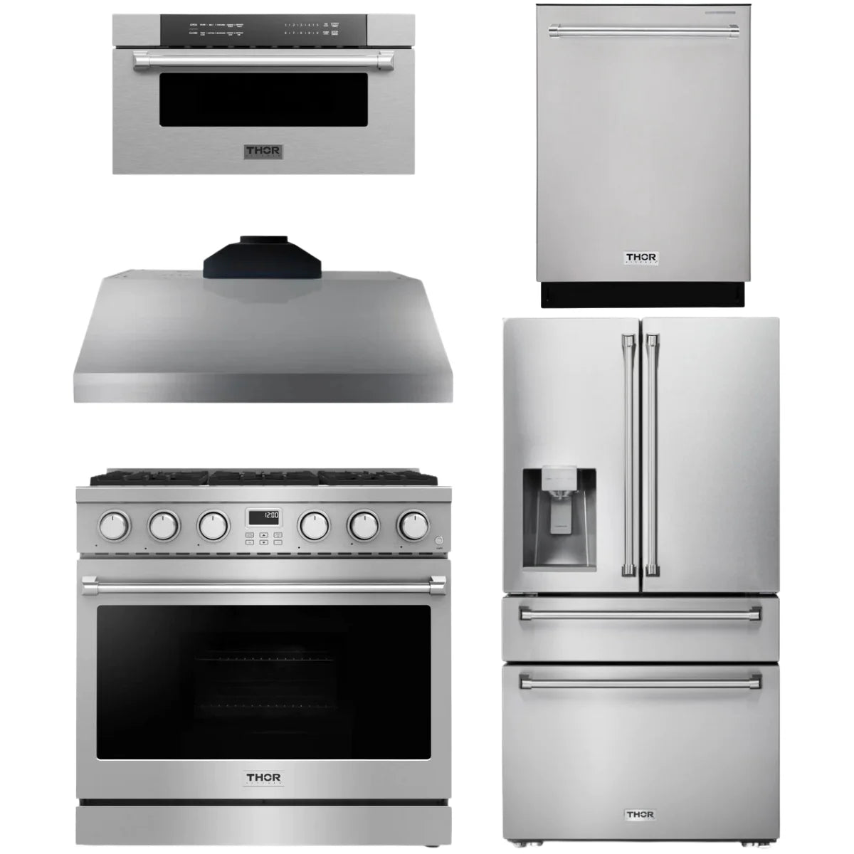36 Gas Range, Range Hood, Refrigerator, Dishwasher and Microwave P207723